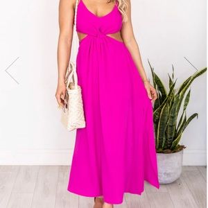 NOBODY BUT US MAGENTA CUTOUT MAXI DRESS